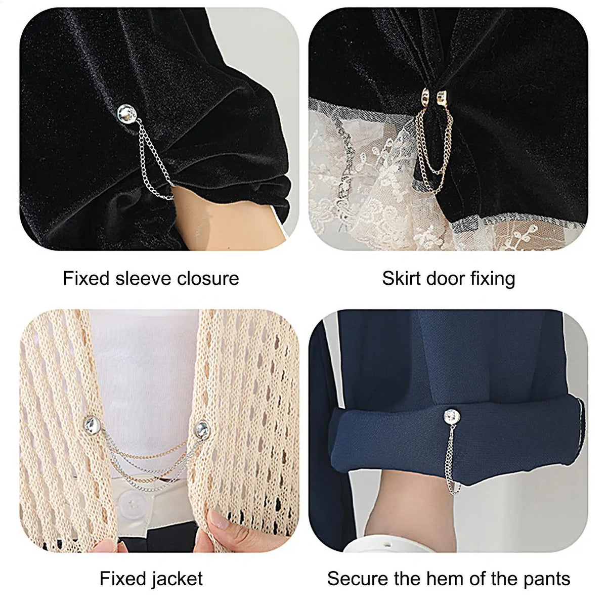 4Pcs Magnetic Clothing Clips Alloy Chain Button Pins