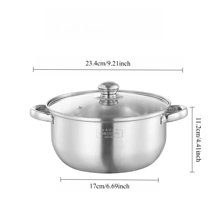 FEB.WIND 5L Stainless Steel Stock Pot with Glass Lid – Induction Safe