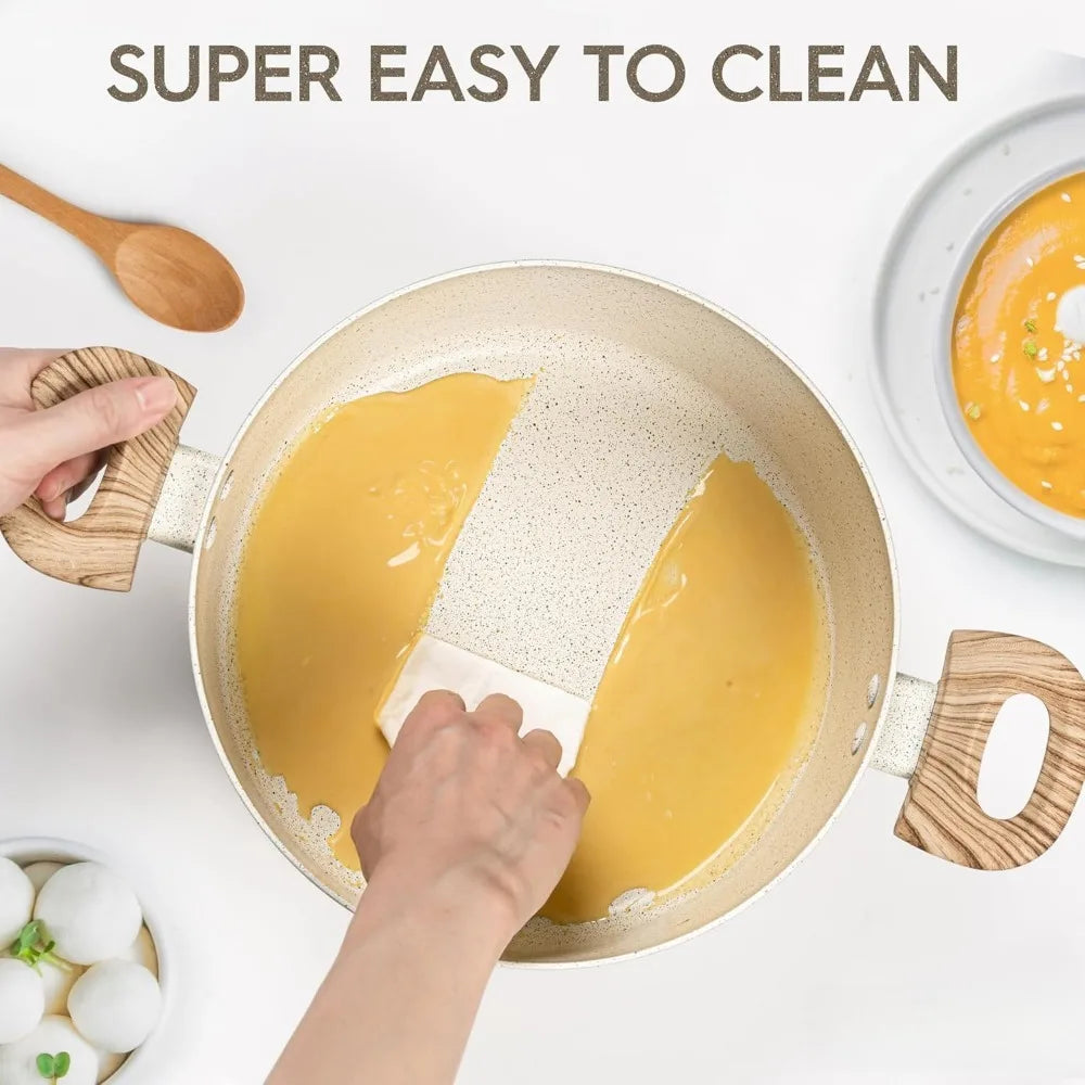 Nonstick Aluminum Stock Pot with Lid & Stay-Cool Handle