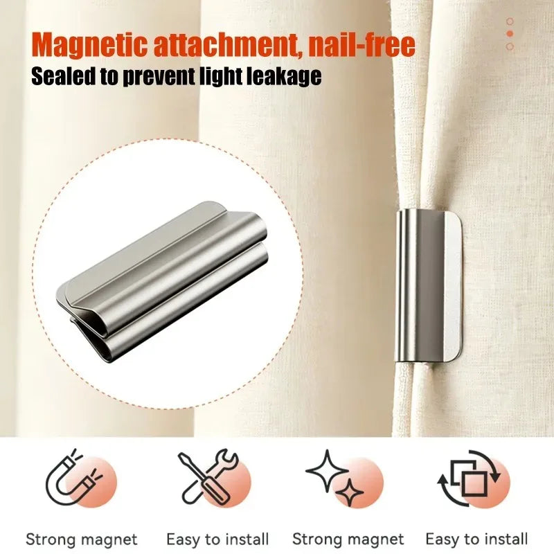 Magnetic Blackout Curtain Clips No-Drill Light Block 2pcs