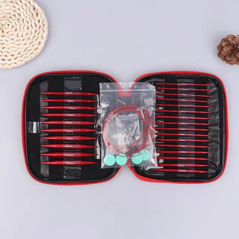 Crochet Hooks Kit with Detachable Circular Knitting Needles