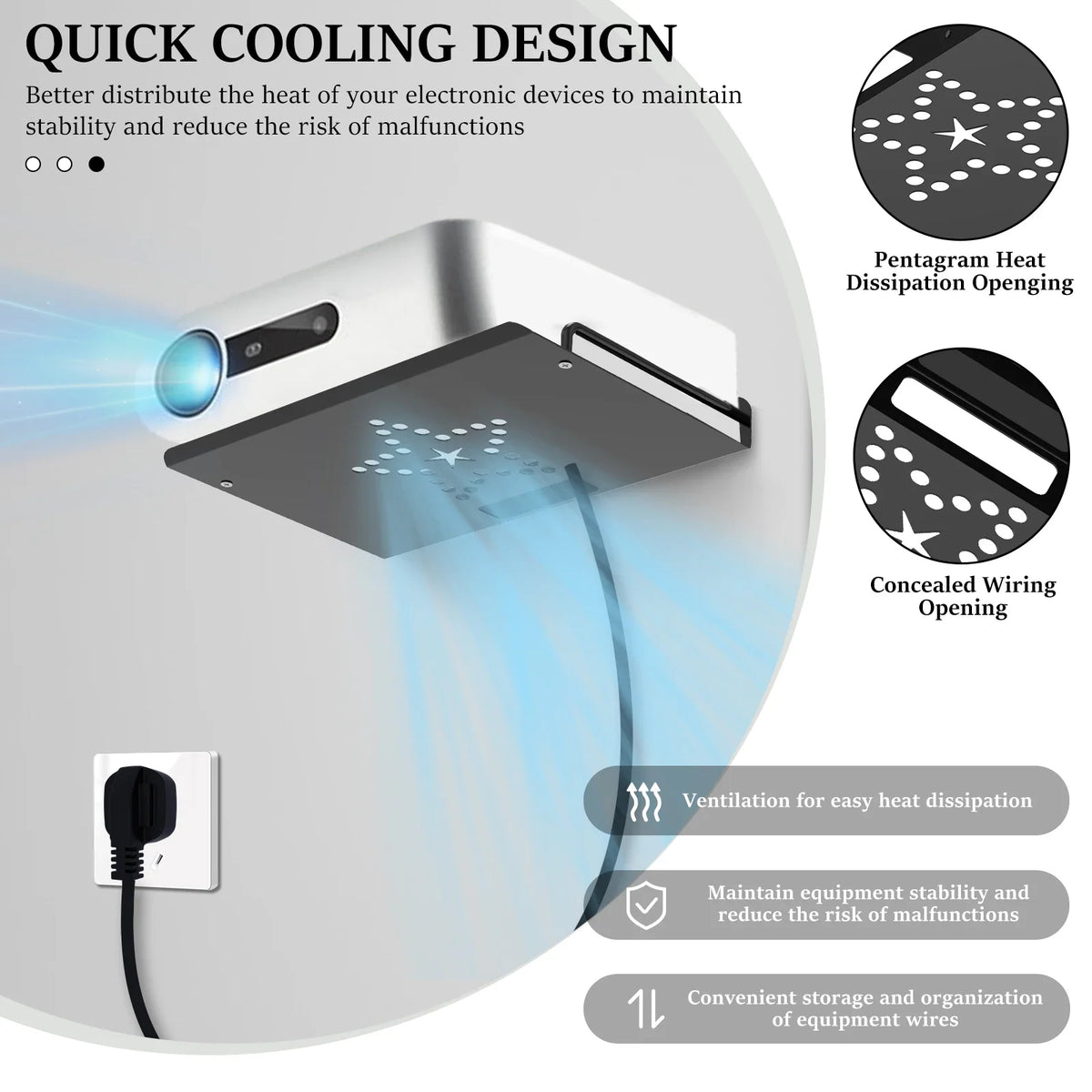 Wall Mount Floating Shelf for Projector, Router & TV Box