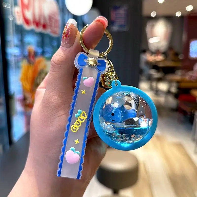 Sanrio Kuromi Hello Kitty Liquid Sand Oil-Filled Keychain Charm