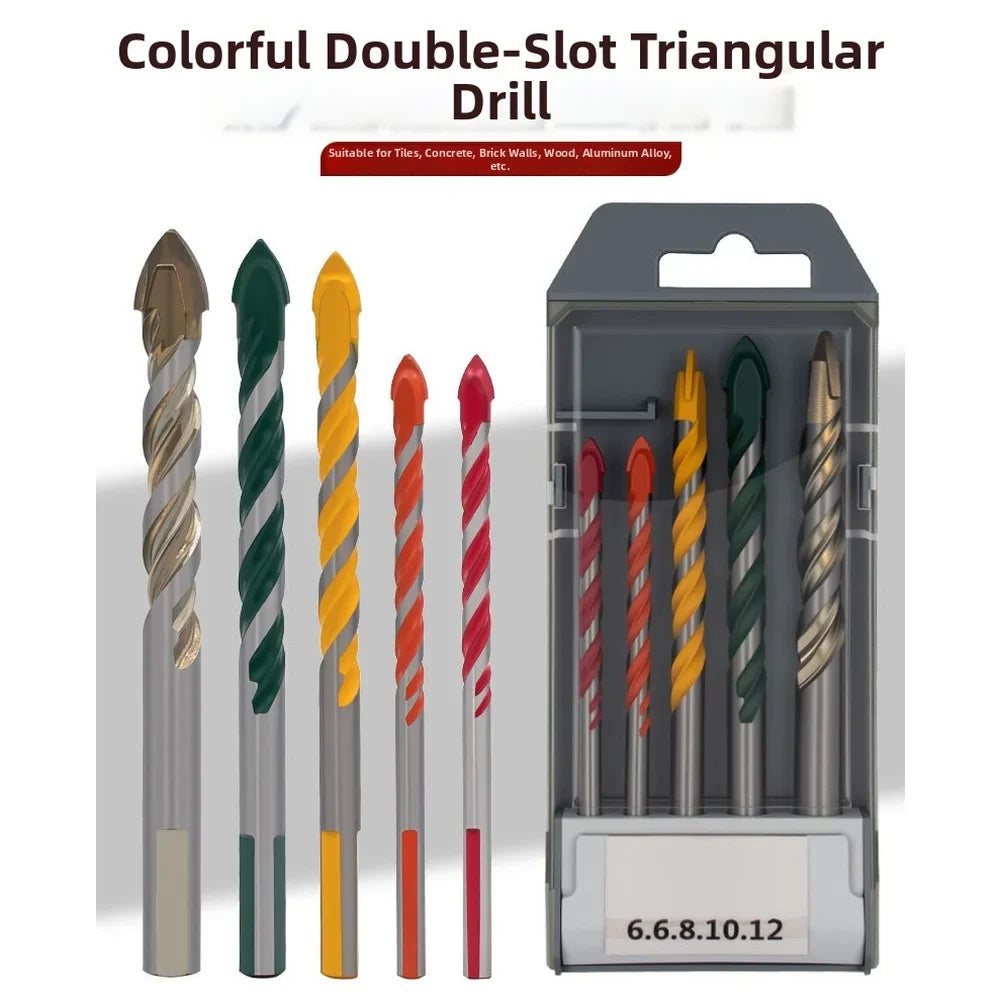 5-Pc Alloy Triangle Drill Bit Set – Tile, Concrete & Brick