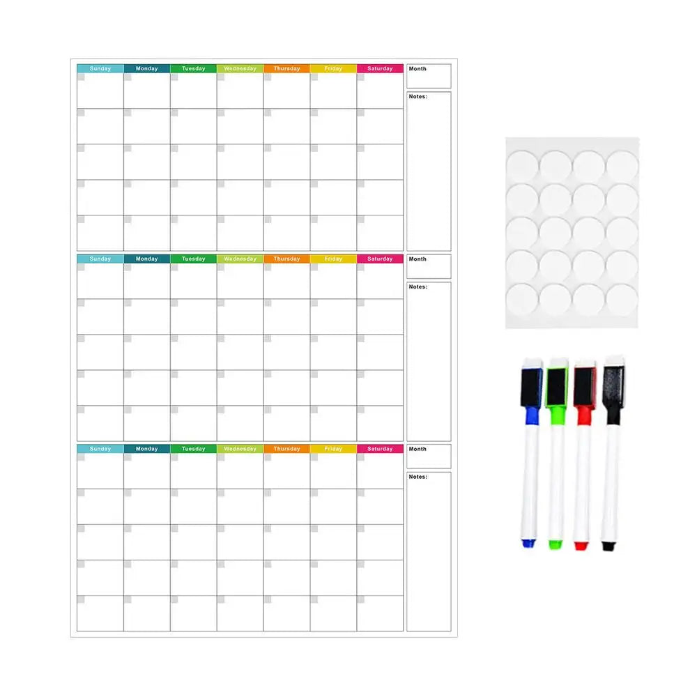 3-Month Dry Erase Wall Calendar – Reusable Undated Planner
