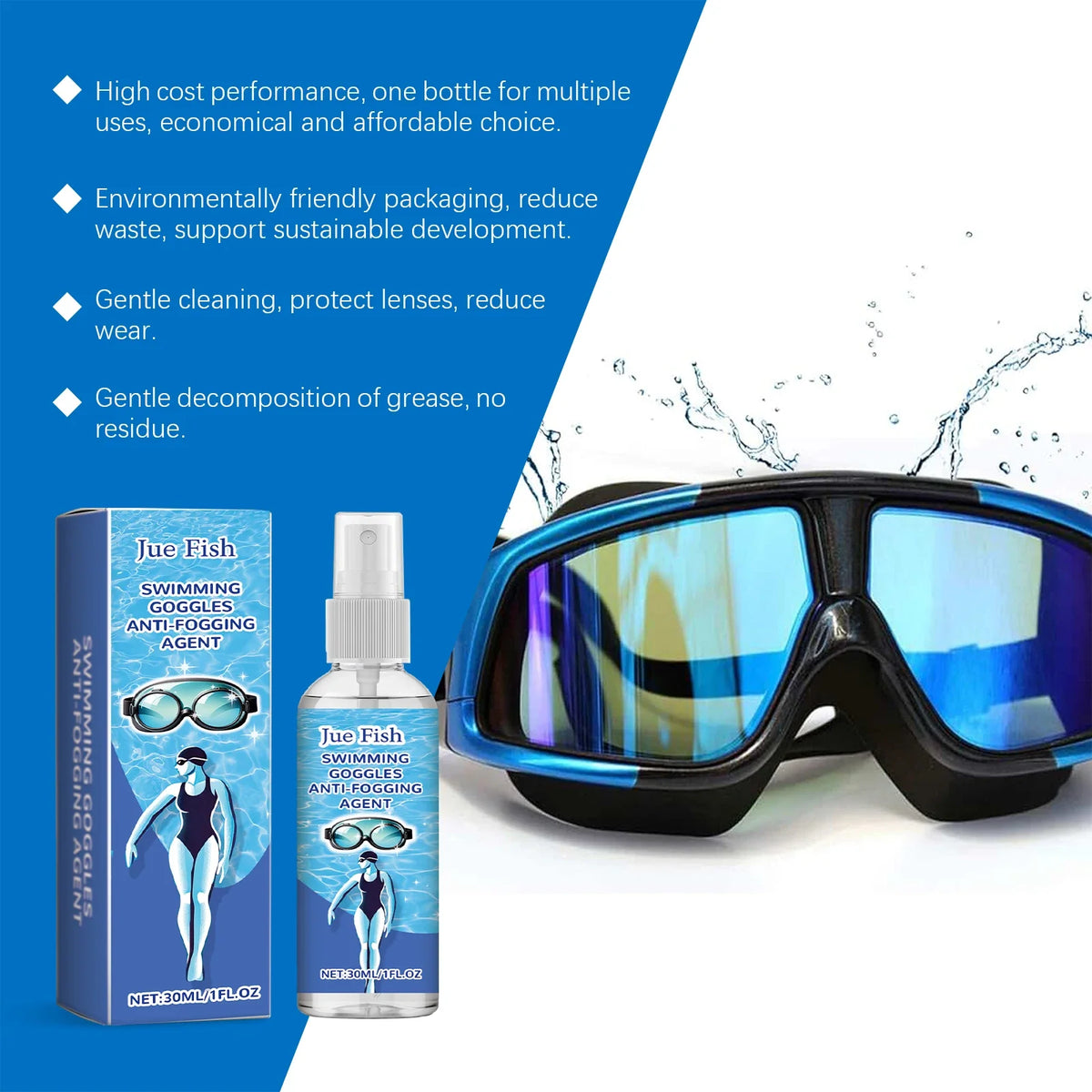 Jue-Fish Anti-Fog Spray for Glasses & Goggles 30ml