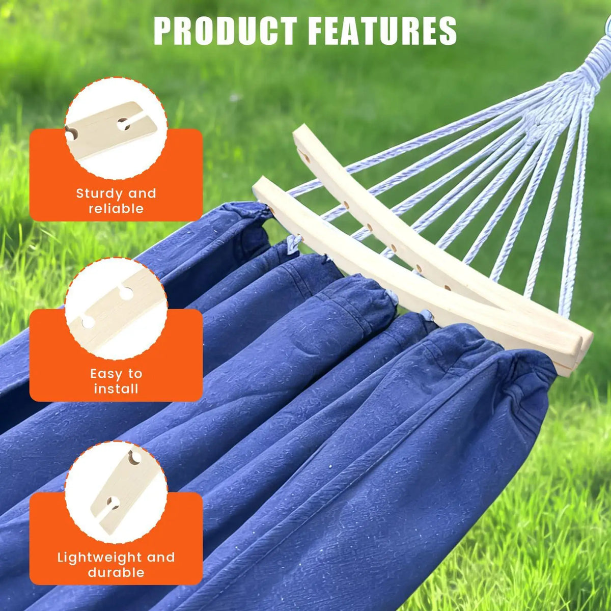 Wooden Hammock Spreader Bars 2-Pack – 10-Hole Crossbar Set