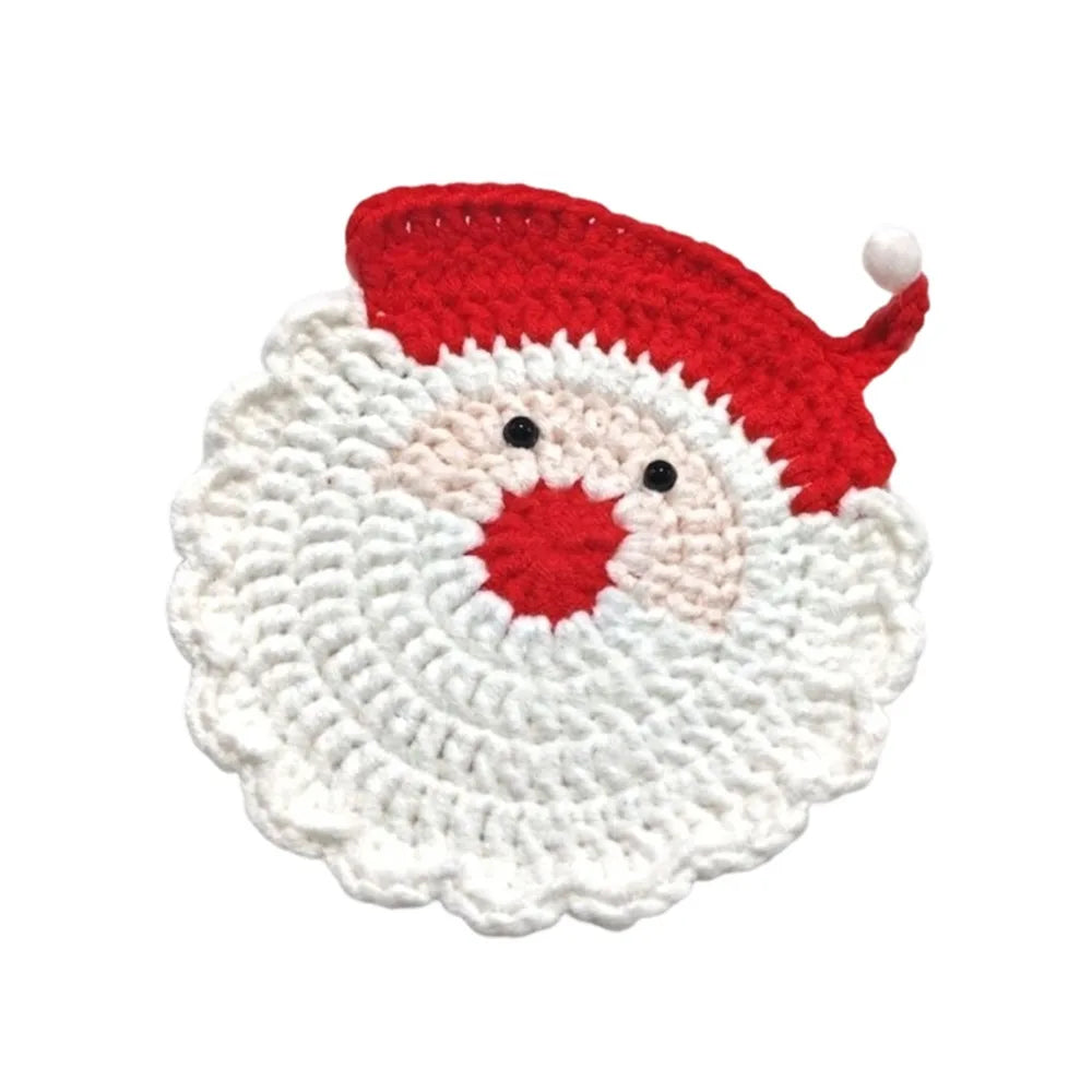 Hand-Knitted Christmas Crochet Coaster | Gingerbread Man Cup Mat
