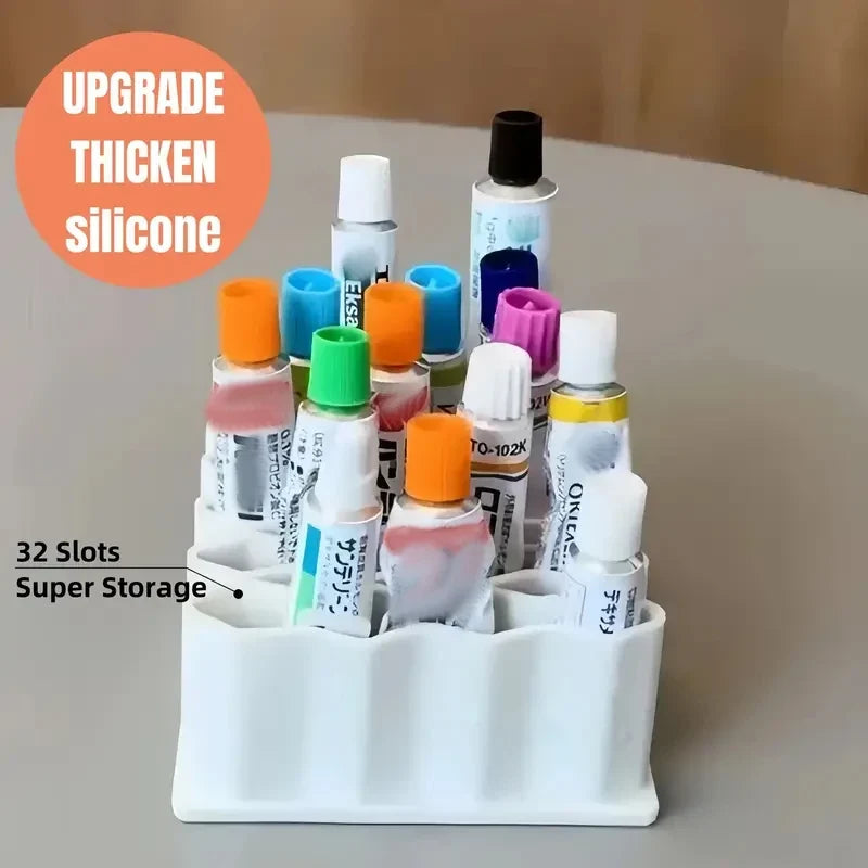 32-Slot Wave Desktop Organizer – Cosmetics & Pen Storage