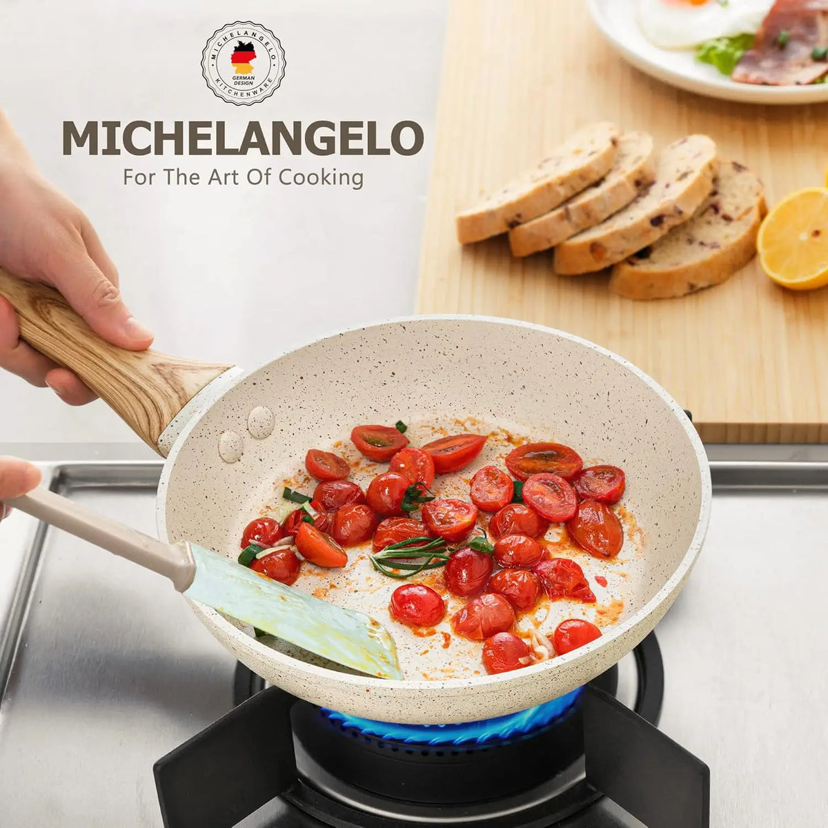 MICHELANGELO Granite Non-Stick Frying Pan with Lid | Induction