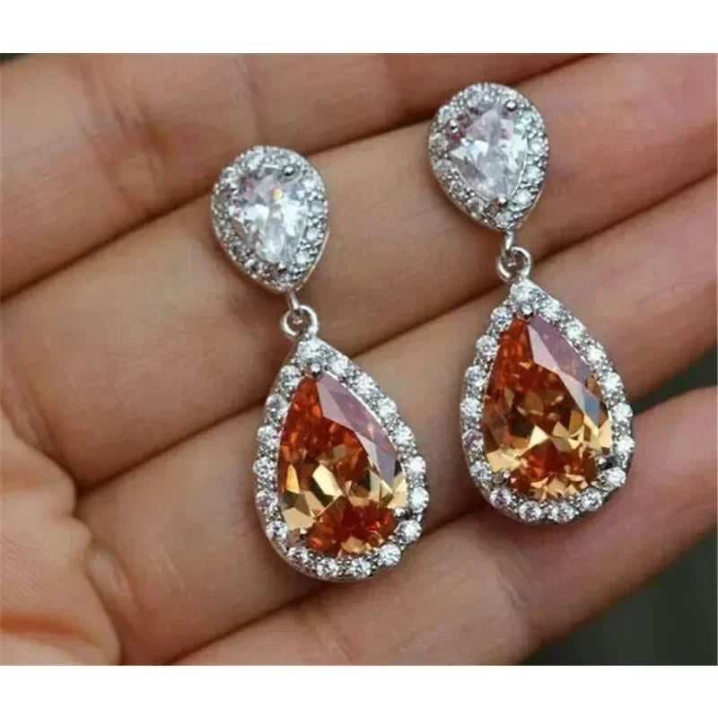 Water Drop Crystal Drop Earrings – Zinc Alloy Fashion Jewelry