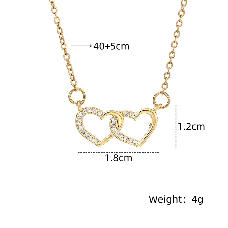 Women's Gold Heart Pendant Necklace | Cubic Zirconia