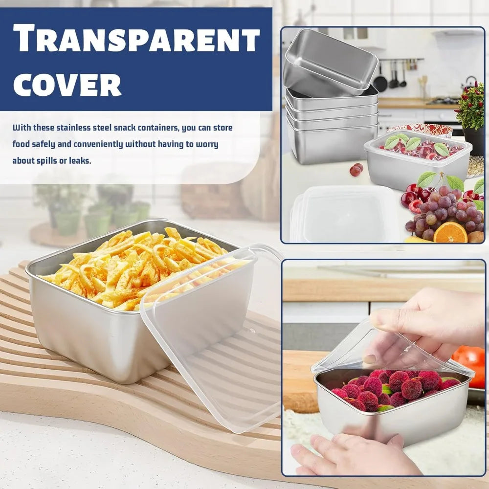 Stainless Steel Food Containers with Lids – Reusable Snack Box