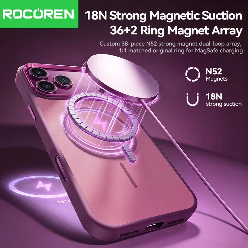 Rocoren Magnetic iPhone 18 17 Pro Case – Clear Anti-Yellow