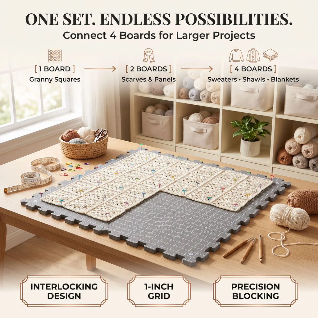 4-Piece Interlocking Foam Knitting & Crochet Blocking Mat Set