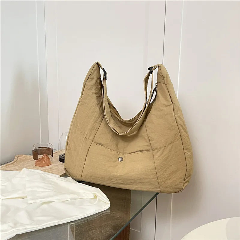 Large Pleated Crossbody Bag – Japanese Style Shoulder Tote