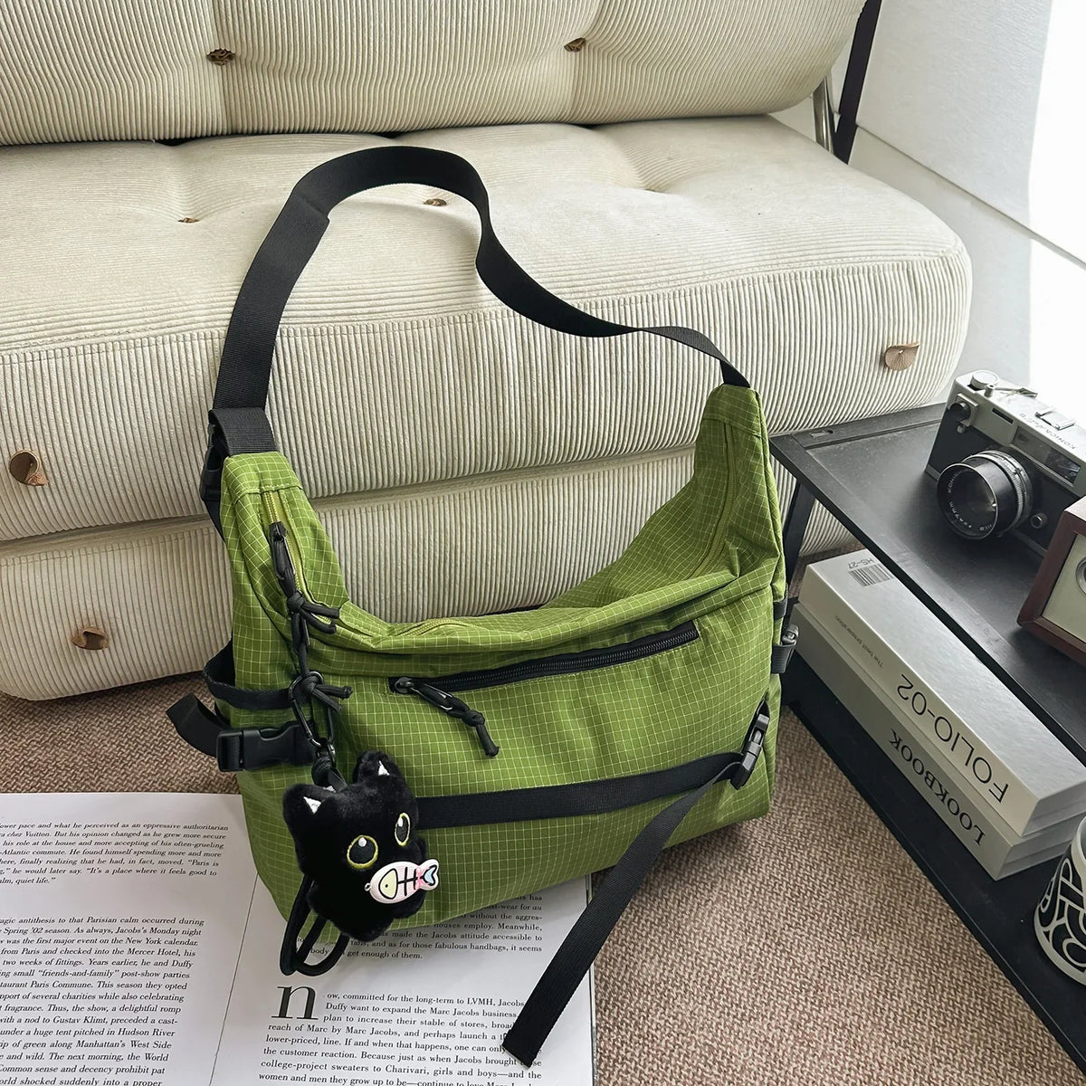 Large-Capacity Unisex Nylon Messenger Crossbody Bag