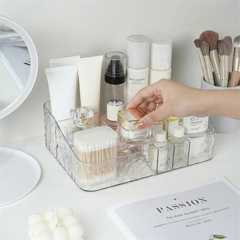 Water Ripple Acrylic Makeup Organizer | Multi-Compartment Holder