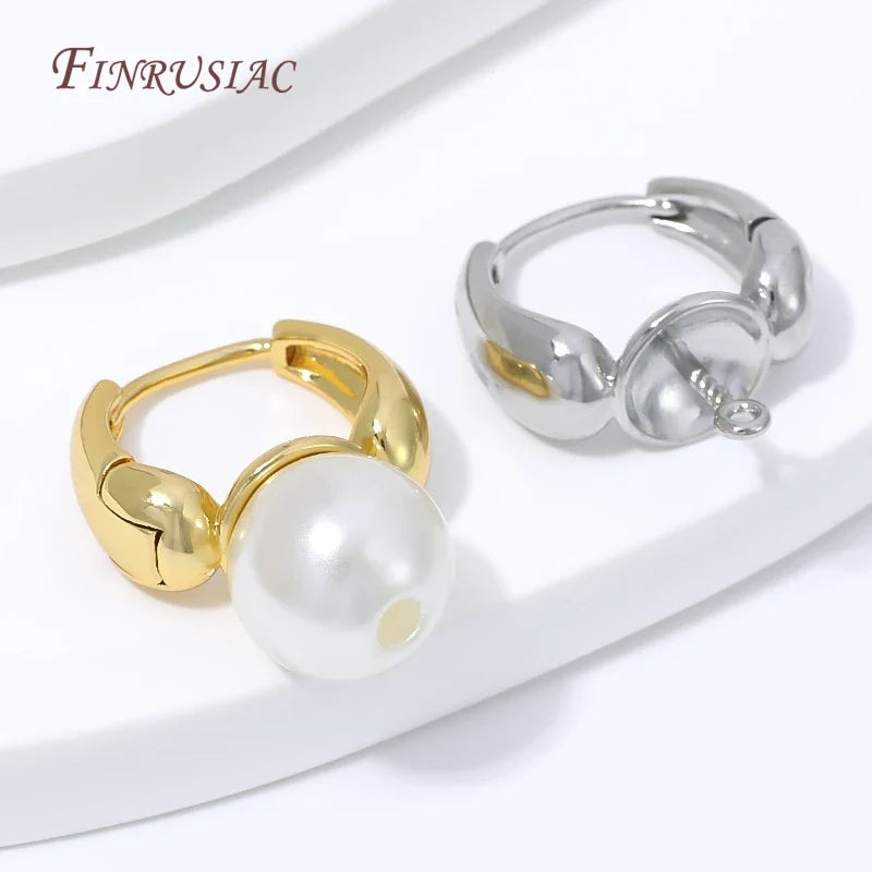18K Gold Plated Water Drop Huggie Earring Clasp | Pearl Post