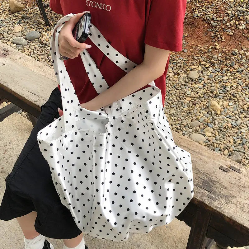 Nixie Retro Polka Dot Tote Bag – Large Women's Shoulder Bag