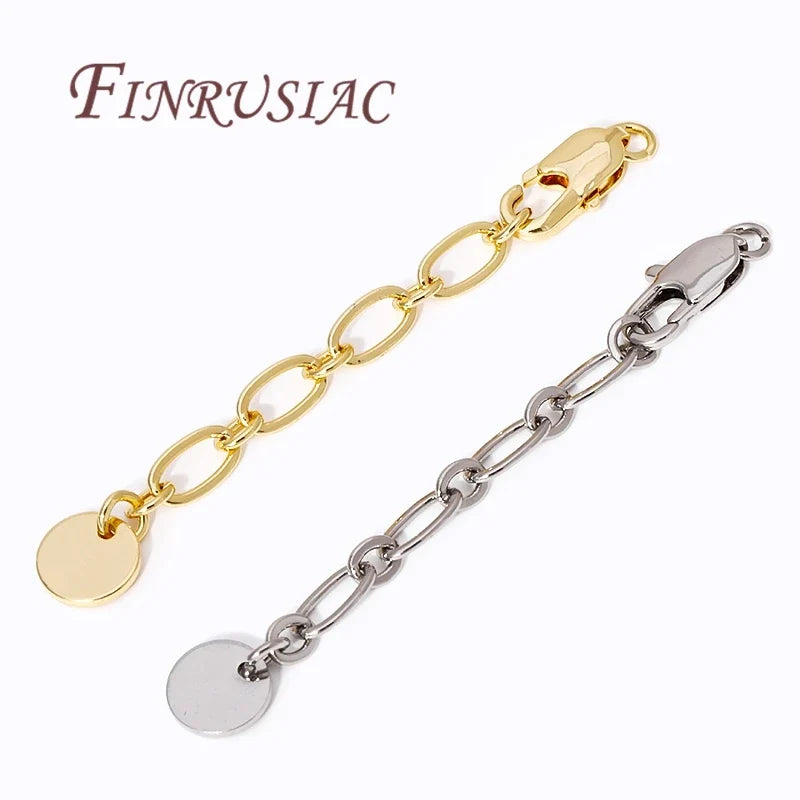 18K Gold Plated Extension Tail Chains with Lobster Clasps – 5 Pack
