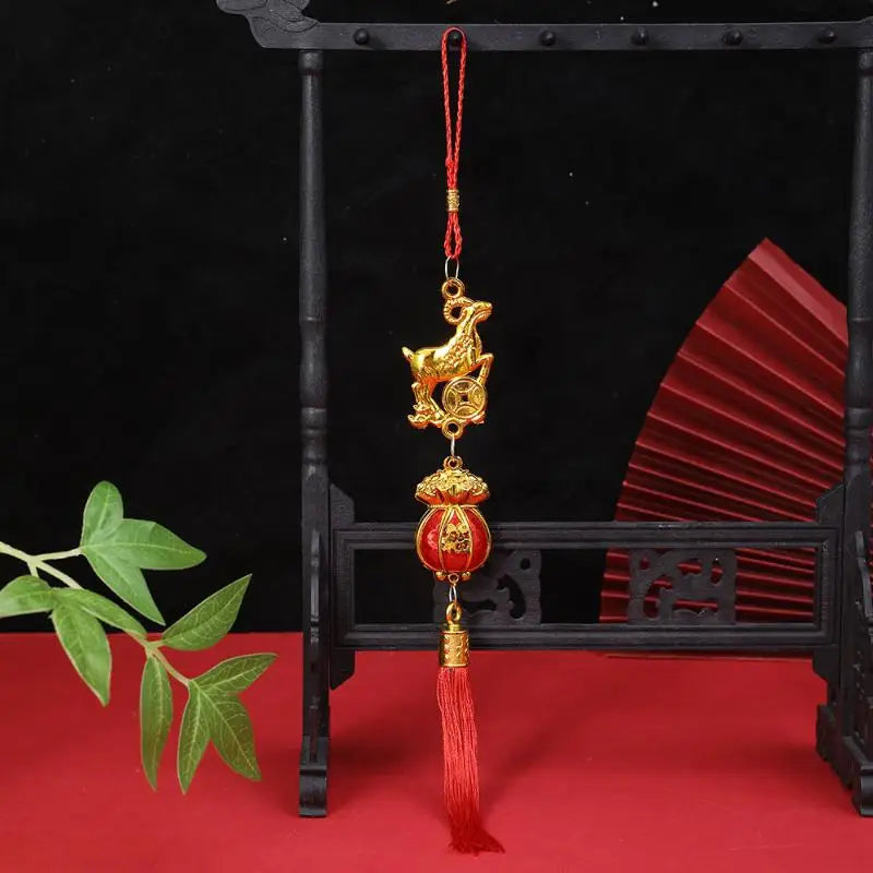 2027 Chinese New Year Goat Hanging Ornament Red Tassel Decor