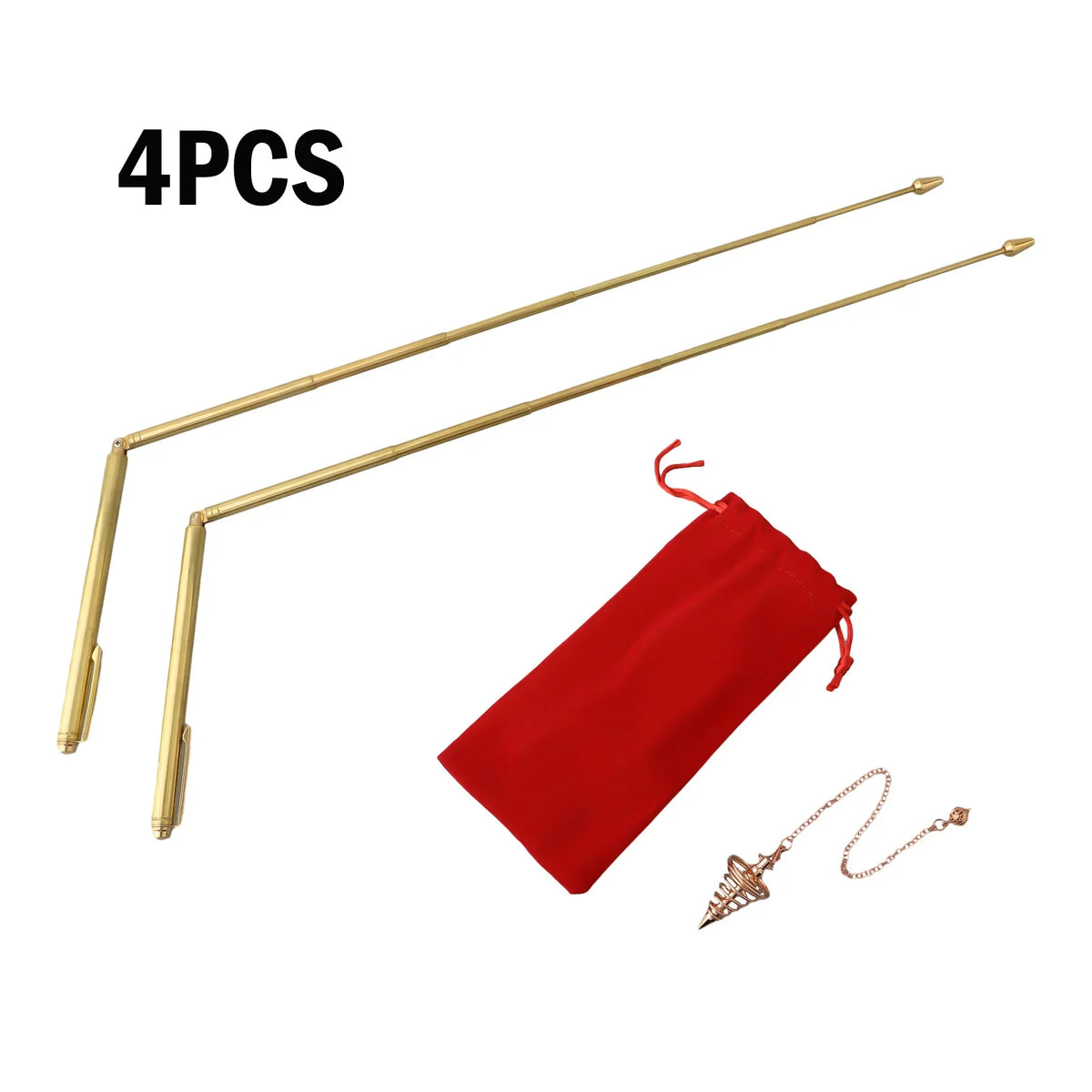 99.9% Pure Copper Dowsing Rods Set with Pendulum Pendant