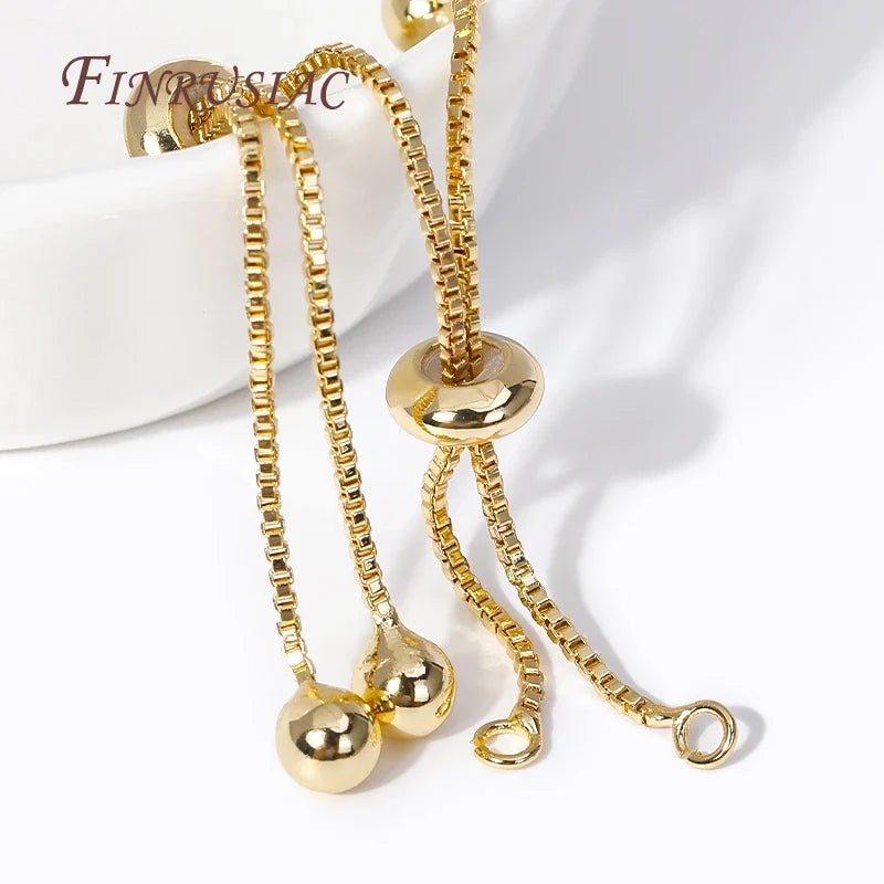 18K Gold Plated Box Chain Bracelet DIY Jewelry Making Component