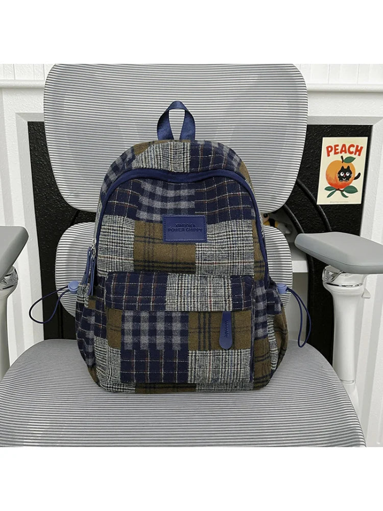 Nixie Plaid Backpack – Nylon Bag for College & Travel