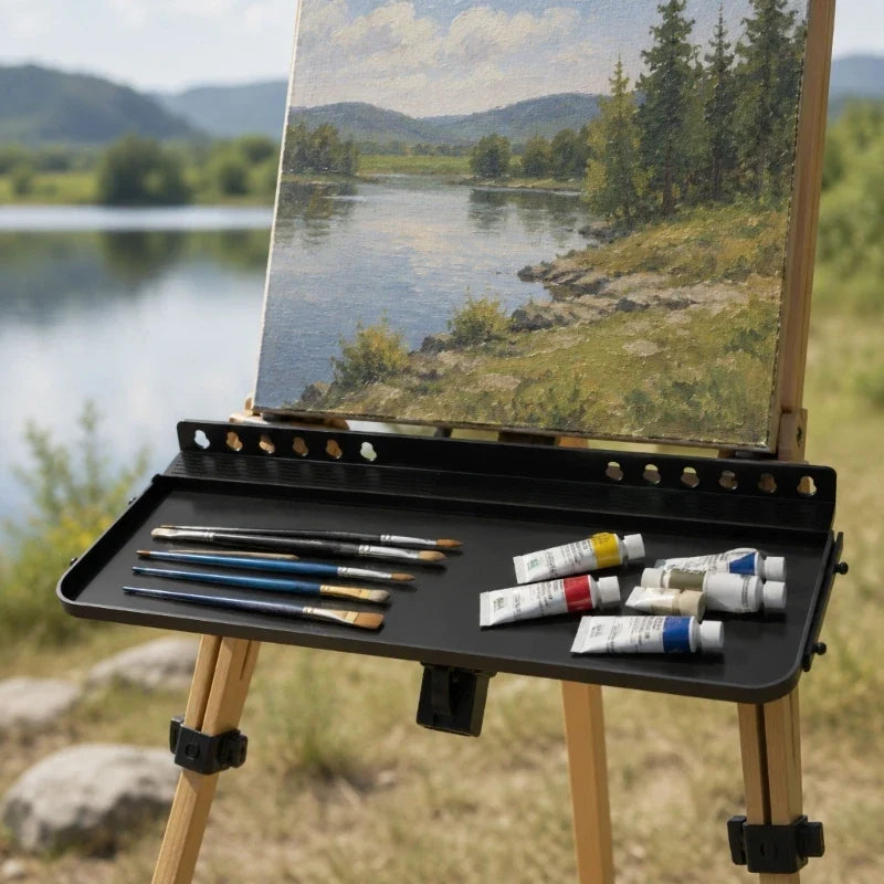 Matte Black Painting Tray Attachment | Easel Art Supply Shelf