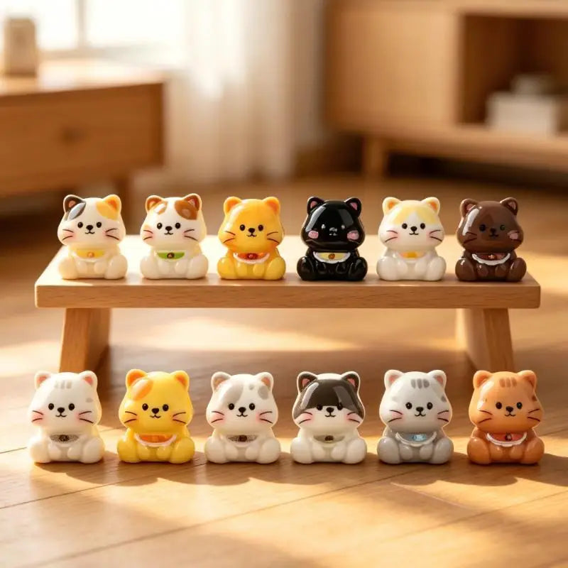Mini Cat Figurines 6-Piece Set – Kitten Home & Desk Decor