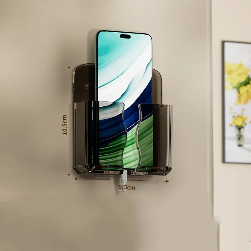 Wall Mount Phone Holder Storage Box Organizer with Charging Port