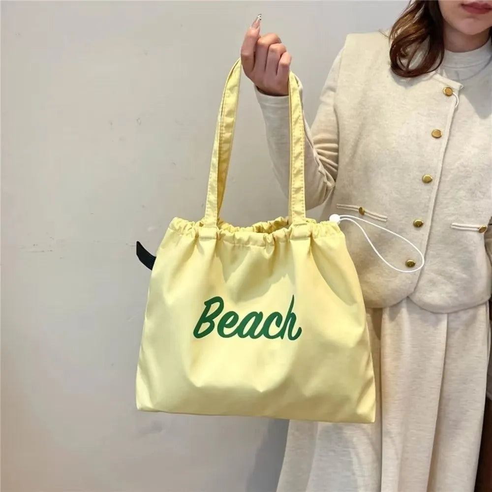 Women's Large Canvas Tote Bag – Letter Print Shoulder Handbag