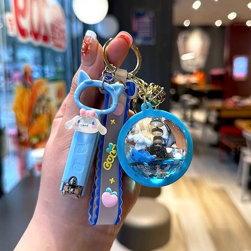 Sanrio Kuromi Hello Kitty Liquid Sand Keychain | Anime Charm