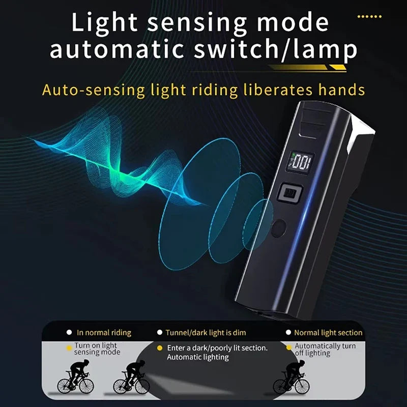 BUCKLOS Smart Sensor Bike Headlight – Type-C, IPX5, 18650