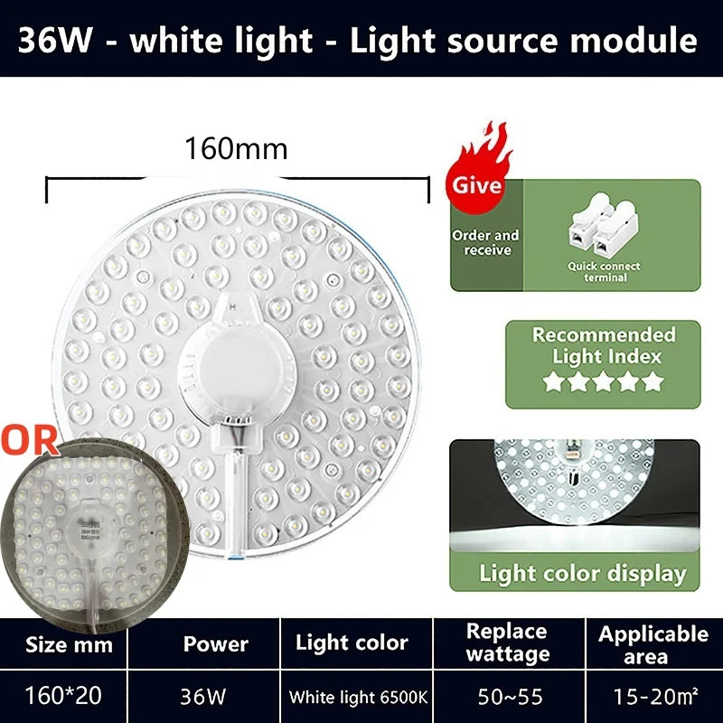 LED Round Magnetic Panel Ceiling Lamp 12W–72W | AC220V