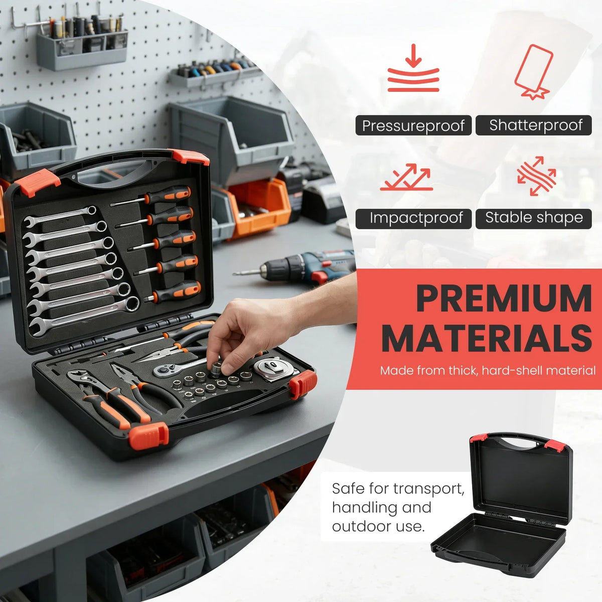 Small Hard Carrying Case – Shatterproof Plastic Tool Storage Box