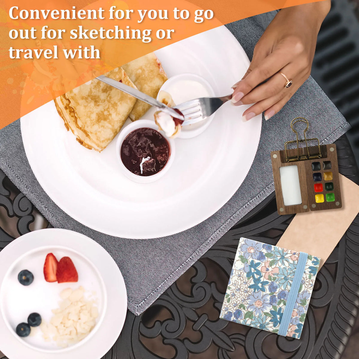 Mini Travel Watercolor Palette Set – 8 Grid Wood Paint Kit