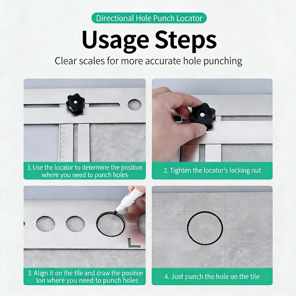 Ceramic Tile Hole Locator – Adjustable Stainless Steel Drill Guide