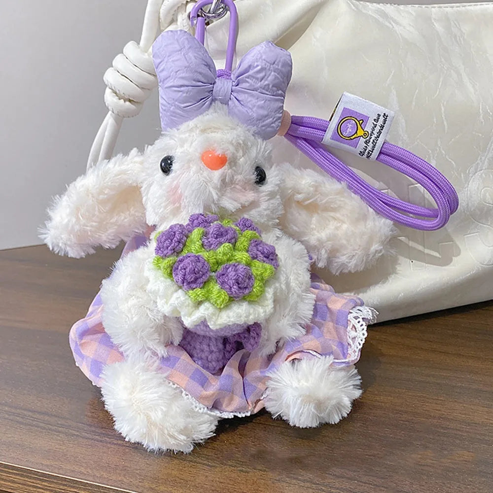 Plush Lop Ear Rabbit Doll Pendant | Bowknot Stuffed Bunny Charm