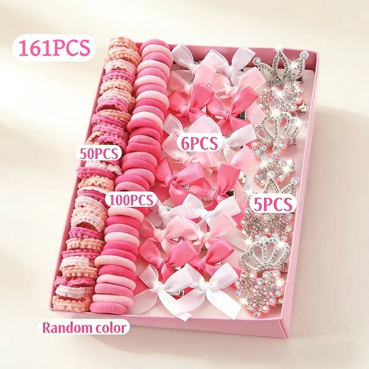 881Pcs Kids Hair Accessories – Clips, Ties & Scrunchies Set