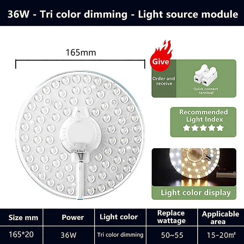 LED Round Magnetic Panel Ceiling Lamp 12W–72W | AC220V
