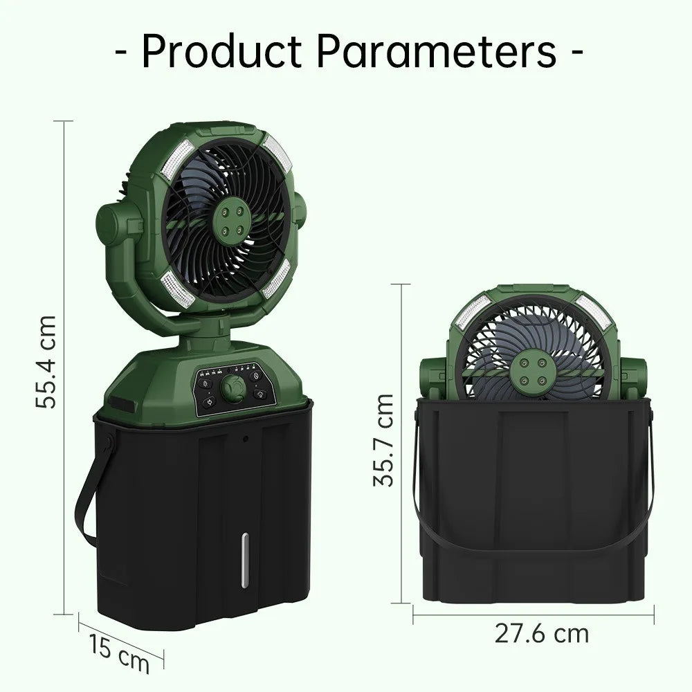 USB Rechargeable Portable Camping Fan with Spray Misting