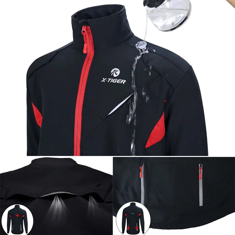 X-TIGER Men's Winter Cycling Jacket – Fleece Thermal Windproof