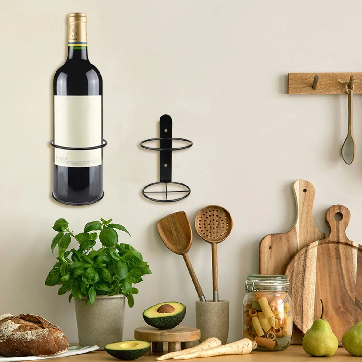 Wall Mounted Iron Wine Bottle Rack | Home Bar Kitchen Organizer