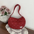 Korean Polka Dot Canvas Shoulder Bag – Large Capacity Tote