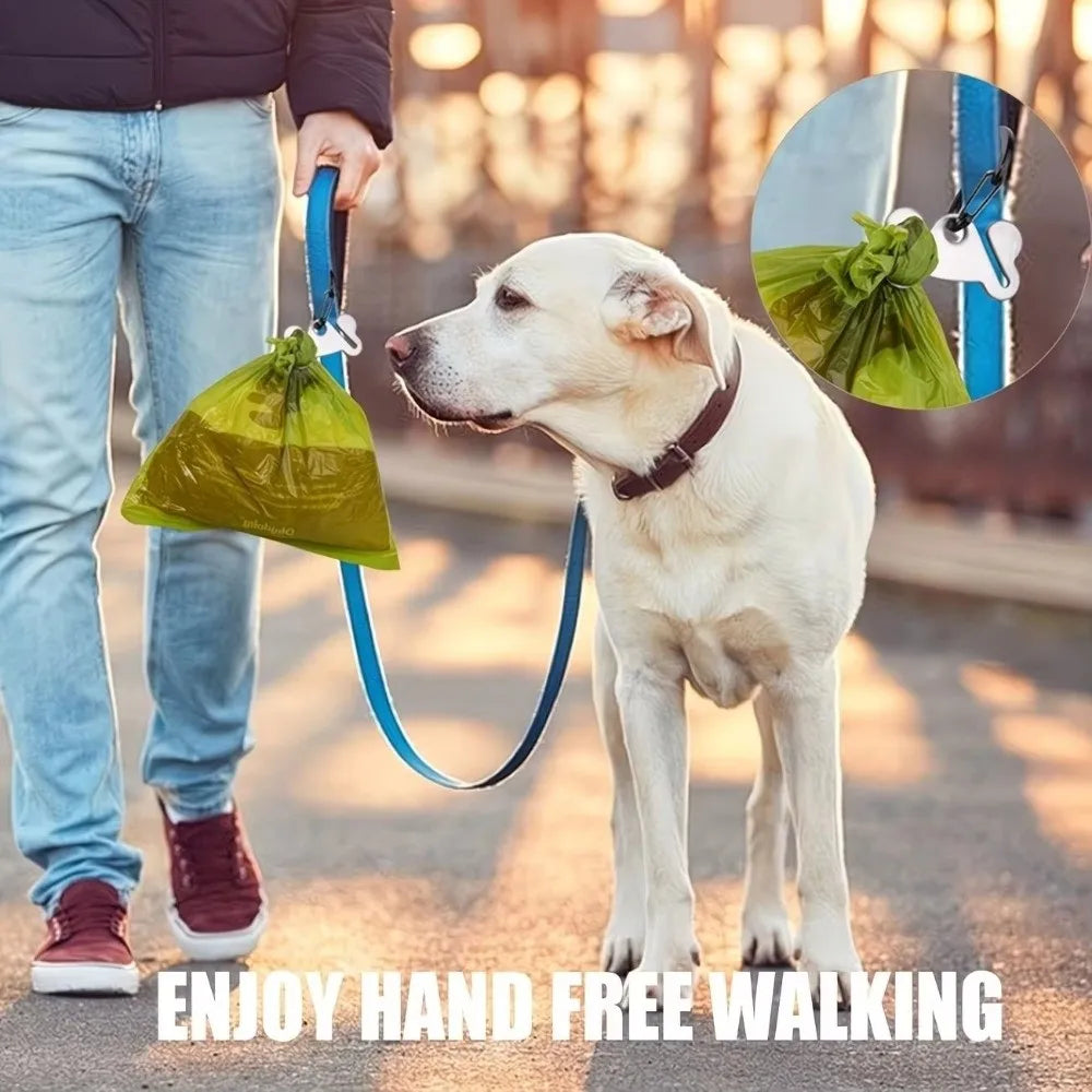 Stainless Steel Dog Poop Bag Holder with Clip | Hands-Free