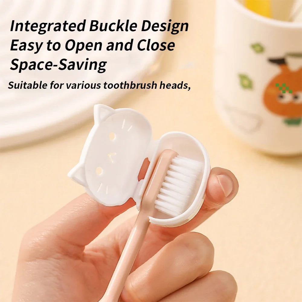 4-Pack Cat Toothbrush Covers – Portable Dustproof Travel Case