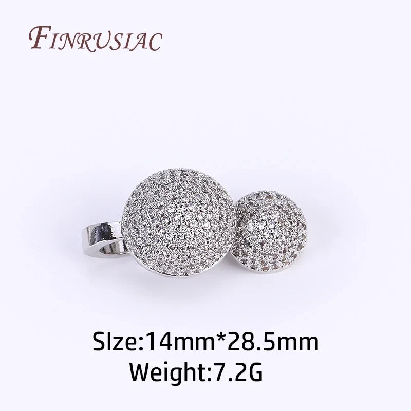 18K Gold Plated Zircon Magnetic Pearl Clasp | DIY Jewelry Findings