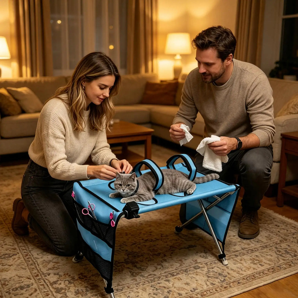 Stainless Steel Pet Grooming Hammock for Small Dogs & Cats